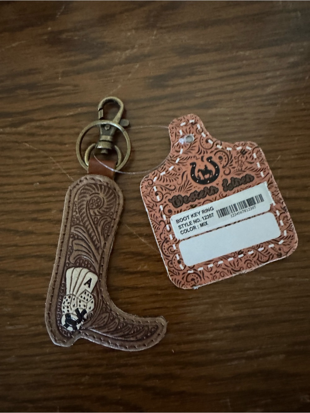 Western Boot Leather Key Ring — Brown by (Dani Morgan Boutique)